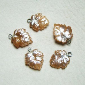 画像1: Ecru pearl leaf wire drop