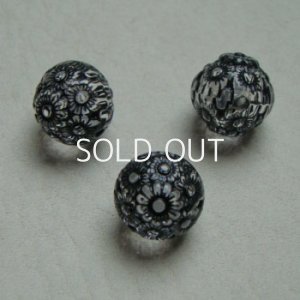 画像1: 12mm acrylic "Clear /Black"  floral beads