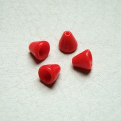 画像1: 2pcs 6mm cone beads "Red"