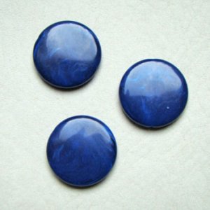 画像1: 20mm Blue marble flat disc beads
