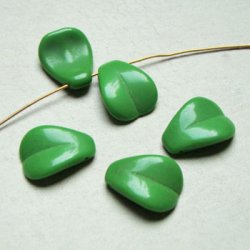 画像1: 18x14 green leaf beads