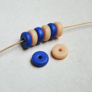 画像2: 2pcs 8x3 matte glass rondelle "Cobalt  Blue"