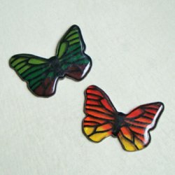 画像2: 25x37 plastic butterfly cabochon "Green"