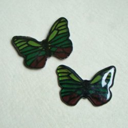 画像1: 25x37 plastic butterfly cabochon "Green"