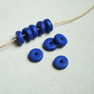 画像1: 2pcs 8x3 matte glass rondelle "Cobalt  Blue"