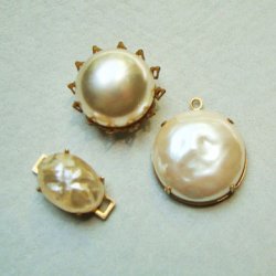 画像2: 14x10 OV ecru dimple pearl cabochon