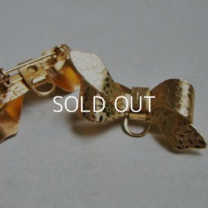 画像1: GP floral embossed 3D Bow brooch finding
