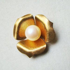 画像3: brass 35mm 3-petal textured flower