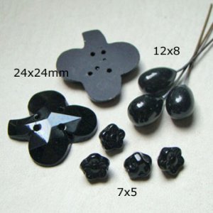 画像5: 11pcs Jet Black floral glass set "C"