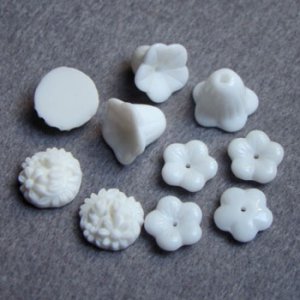 画像3: 10pcs White floral glass set "B"