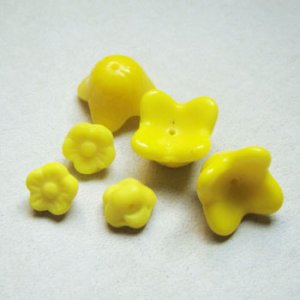 画像5: 7pcs Yellow floral glass set "A"