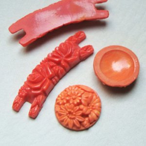 画像3: 9pcs Coral floral glass set  "B"