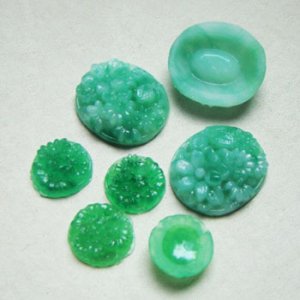 画像3: 8pcs Jade floral glass set "A"