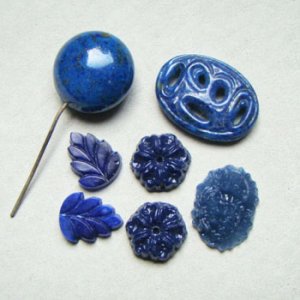 画像1: 7pcs Lapis floral glass set "A"