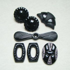 画像1: 7pcs Jet Black Deco glass set 