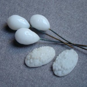 画像4: 10pcs White floral glass set "B"