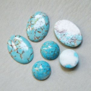 画像3: 9pcs Turquoise glass cabochon set "A"