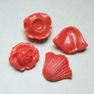 画像3: 5pcs Coral floral glass set "A"