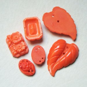 画像4: 5pcs Coral floral glass set "A"