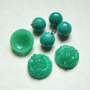 画像4: 8pcs Jade floral glass set "A"