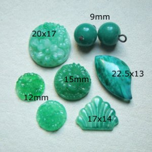 画像2: 8pcs Jade floral glass set "A"