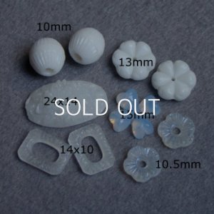 画像2: 10pcs White floral glass set "A"