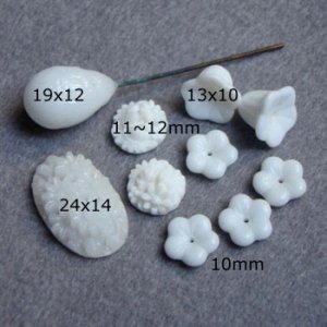 画像2: 10pcs White floral glass set "B"
