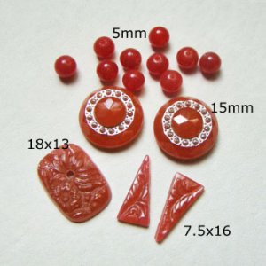 画像2: 15pcs Carnelian floral glass set "A"