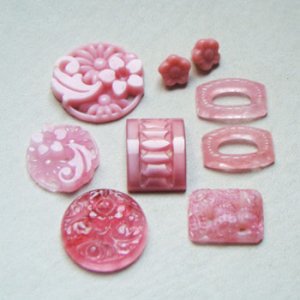 画像1: 9pcs Pink floral glass set "C"
