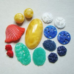 画像1: 15pcs Mix-color floral glass set 