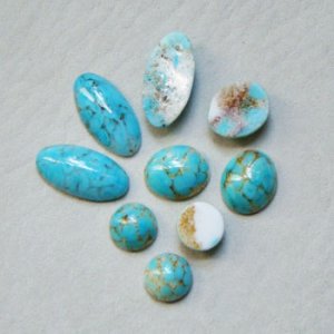 画像4: 9pcs Turquoise glass cabochon set "A"