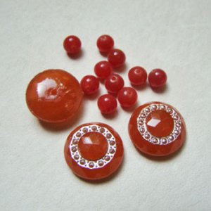 画像4: 15pcs Carnelian floral glass set "A"