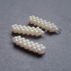 画像1: 3mm pearl woven drop charm
