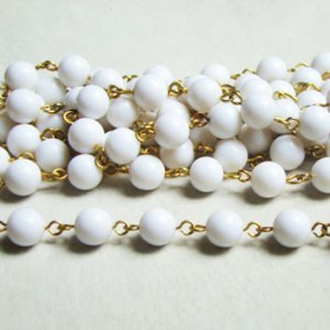 画像1: 8mm White acrylic beads link chain