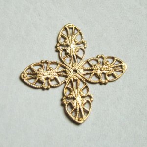 画像2: brass 33mm 4-petal filigree