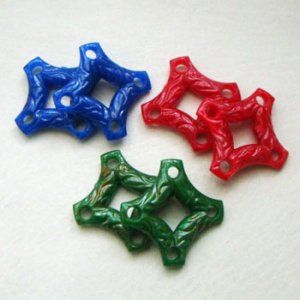 画像2: " Blue" Acrylic 31mm Textured 4-hole Beads