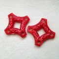 "Red" Acrylic 31mm Textured 4-hole Beads