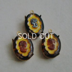 画像3: 1pair 18×13 "Tortoise/ Gold/ Brown" cameo