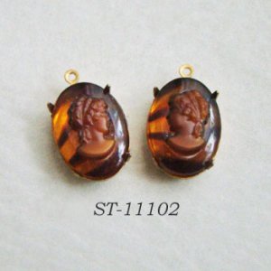 画像3: 1 pair 18x13 "Tortoise/ Brown" cameo