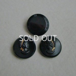 画像1: 1 pair 18mm Black gold ribbon cameo