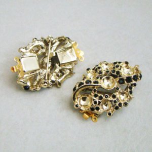 画像1: 38x28 "GP/ Jet" rhinestone clasp / brooch finding