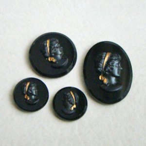 画像3: 25mm Black gold ribbon cameo