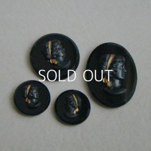 画像3: 1 pair 18mm Black gold ribbon cameo