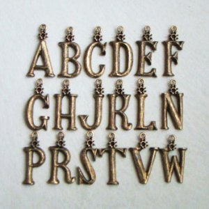 画像2: bronze tone metal initial charm