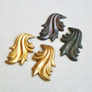 画像3: 1 pair  brass 31x21 scroll stamping