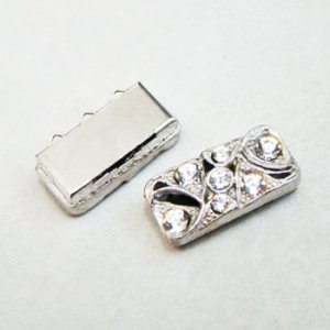 画像1: "SP/ Crystal" 22.5x11 jewelry clasp finding
