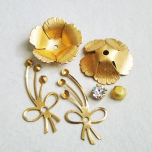 画像2: brass flower & crystal set