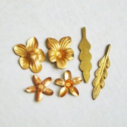 画像2: brass flower & leaf "D" set 