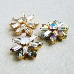 画像2: SW "Brass/Multi" rhinestone flower finding