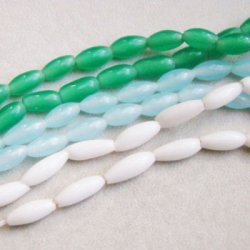 画像2: 10pcs "Green Opal" 8x4 rice beads